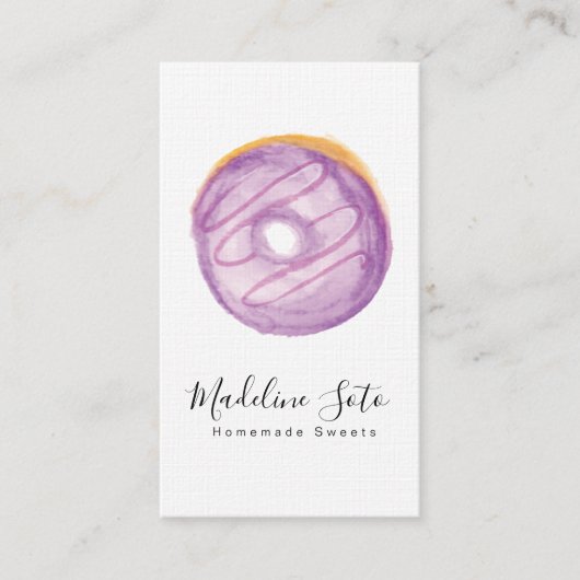 Carte De Visite Gâteaux décoratifs sucrés Donuts Aquarelle B (Devant)
