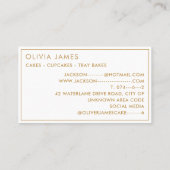 Carte De Visite Gâteaux décorés pour chef pâtissier décorateur de  (Dos)