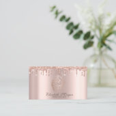 Carte De Visite Gâteaux Élégants Rose Gold Drips Pâtisserie (Debout devant)