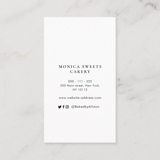 Carte De Visite Gâteaux faits sur mesure à goutte d'or rose (Dos)