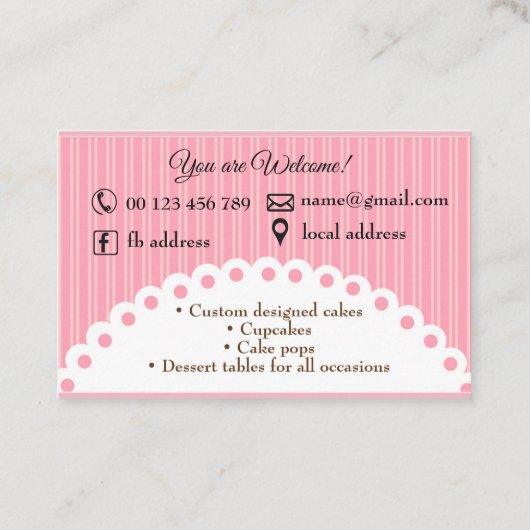 Carte De Visite Gâteaux. Gâteaux faits main, 3 gâteaux de D (Dos)