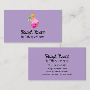 Carte De Visite Gâteaux roses de la boulangerie Purple Sweet Treat