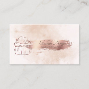 Carte De Visite Gaufrette de pinceau Paillette Cupcake Aquarelle