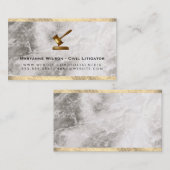Carte De Visite Gavel Conseiller juridique / Marble Gold Trim (Devant / Derrière)