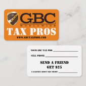 Carte de visite GBC avec Envoyer un ami (Devant / Derrière)