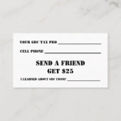 Carte de visite GBC + ENVOYER UN AMI (Dos)