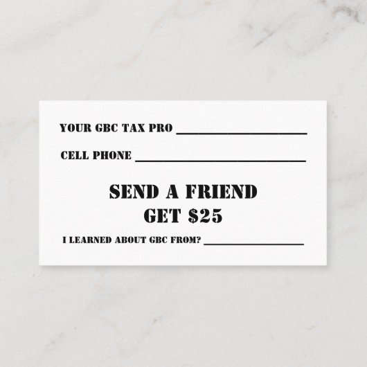 Carte de visite GBC + ENVOYER UN AMI (Dos)