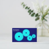 Carte De Visite Gears - Cyan sur Dp Navy (Debout devant)