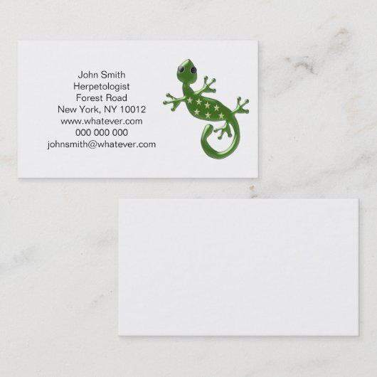 Carte De Visite Gecko Lizard (Devant / Derrière)