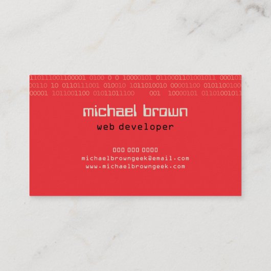 Carte De Visite Geek Web Developer Informatique Codes binaires (Dos)
