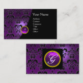 Carte De Visite GEM DAMASK MONOGRAM améthyste violet (Devant / Derrière)