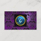Carte De Visite GEM DAMASK MONOGRAM améthyste violet bleu (Dos)