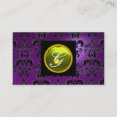 Carte De Visite GEM DAMASK MONOGRAM améthyste violet jaune (Dos)