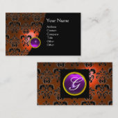 Carte De Visite GEM DAMASK MONOGRAM Améthyste violet orange (Devant / Derrière)