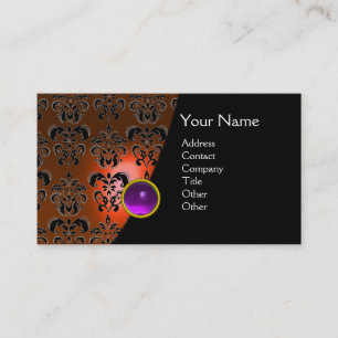 Carte De Visite GEM DAMASK MONOGRAM Améthyste violet orange