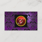 Carte De Visite GEM DAMASK MONOGRAM améthyste violet rouge (Dos)