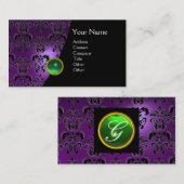 Carte De Visite GEM DAMASK MONOGRAM améthyste violet vert (Devant / Derrière)