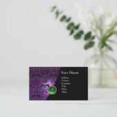 Carte De Visite GEM DAMASK MONOGRAM améthyste violet vert (Debout devant)