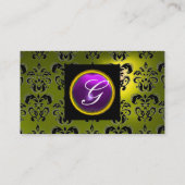 Carte De Visite GEM DAMASK MONOGRAM jaune mauve améthyste (Dos)