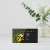 Carte De Visite GEM DAMASK MONOGRAM jaune rouge rubis (Debout devant)