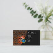 Carte De Visite GEM DAMASK MONOGRAM orange bleu saphir (Debout devant)