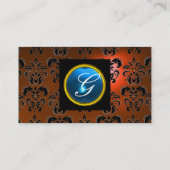 Carte De Visite GEM DAMASK MONOGRAM orange bleu saphir (Dos)