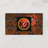 Carte De Visite GEM DAMASK MONOGRAM orange rouge rubis (Dos)