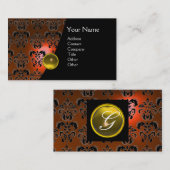 Carte De Visite GEM DAMASK MONOGRAM orange topaz (Devant / Derrière)
