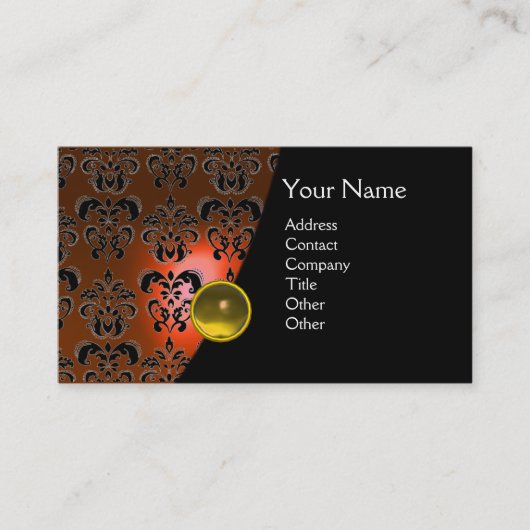 Carte De Visite GEM DAMASK MONOGRAM orange topaz (Devant)