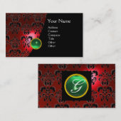 Carte De Visite GEM DAMASK MONOGRAM rouge topaz jade (Devant / Derrière)