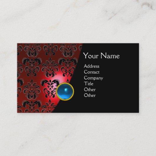 Carte De Visite GEM DAMASK MONOGRAM rouge topaz jade (Devant)