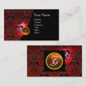 Carte De Visite GEM DAMASK MONOGRAM rouge topaz orange (Devant / Derrière)