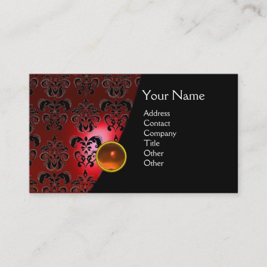Carte De Visite GEM DAMASK MONOGRAM rouge topaz orange (Devant)