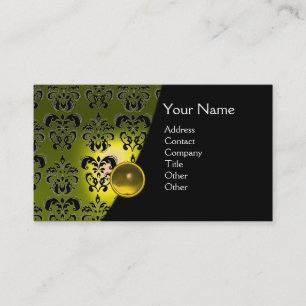 Carte De Visite GEM DAMASK MONOGRAM topaz jaune