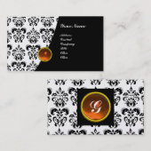 Carte De Visite GEM DAMASK MONOGRAM vert émeraude perle (Devant / Derrière)