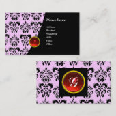 Carte De Visite GEM DAMASK MONOGRAM vert émeraude perle (Devant / Derrière)