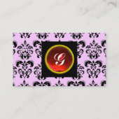 Carte De Visite GEM DAMASK MONOGRAM vert émeraude perle (Dos)