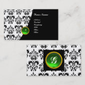 Carte De Visite GEM DAMASK MONOGRAM vert émeraude perle (Devant / Derrière)
