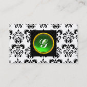 Carte De Visite GEM DAMASK MONOGRAM vert émeraude perle (Dos)