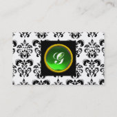 Carte De Visite GEM DAMASK MONOGRAM vert émeraude platine (Dos)