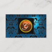 Carte De Visite GEM DAMASK MONOGRAS bleu saphir jaune (Dos)