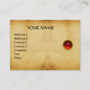 Carte De Visite GEM MON, RUBY ROUGE, AGATA GRAY, parchemin