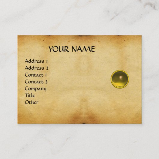 Carte De Visite GEM MON, Topaz jaune, Agata gris, parchemin (Devant)