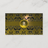 Carte De Visite GEMME CHIC DAMASK MONOGRAMME jaune (Dos)