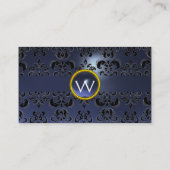 Carte De Visite GEMME CHIC DAMASSÉ  MONOGRAMME bleu (Dos)