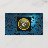 Carte De Visite GEMME DAMAS MONOGRAMME bleu saphir gris (Dos)