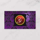 Carte De Visite GEMME DAMASK MONOGRAMME améthyste  violet rouge (Dos)