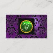 Carte De Visite GEMME DAMASK MONOGRAMME améthyste violet vert (Dos)
