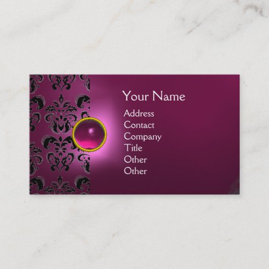 Carte De Visite GEMME DE DAMAS CHIC monogramme rose (Devant)