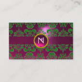 Carte De Visite GEMME DE DAMAS CHIC MONOGRAMME rose vert (Dos)